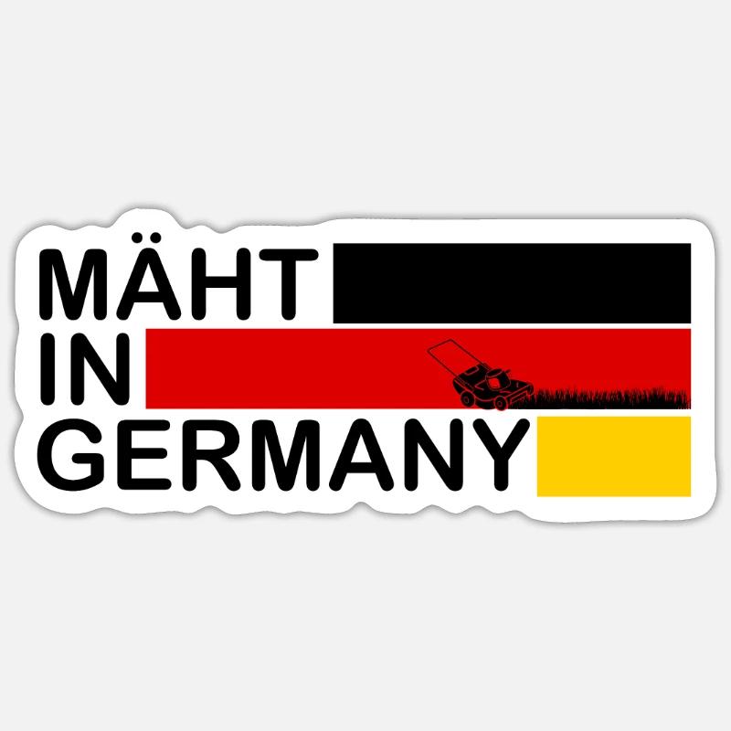 Mäht in Germany Rasen - Sticker Größe S (10 x 10 cm) - Mattweiß