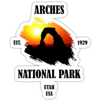 Arches National Park Utah Etats-Unis Stone Arch Geology - Sticker taille S (10 x 10 cm) - blanc mat - Devant