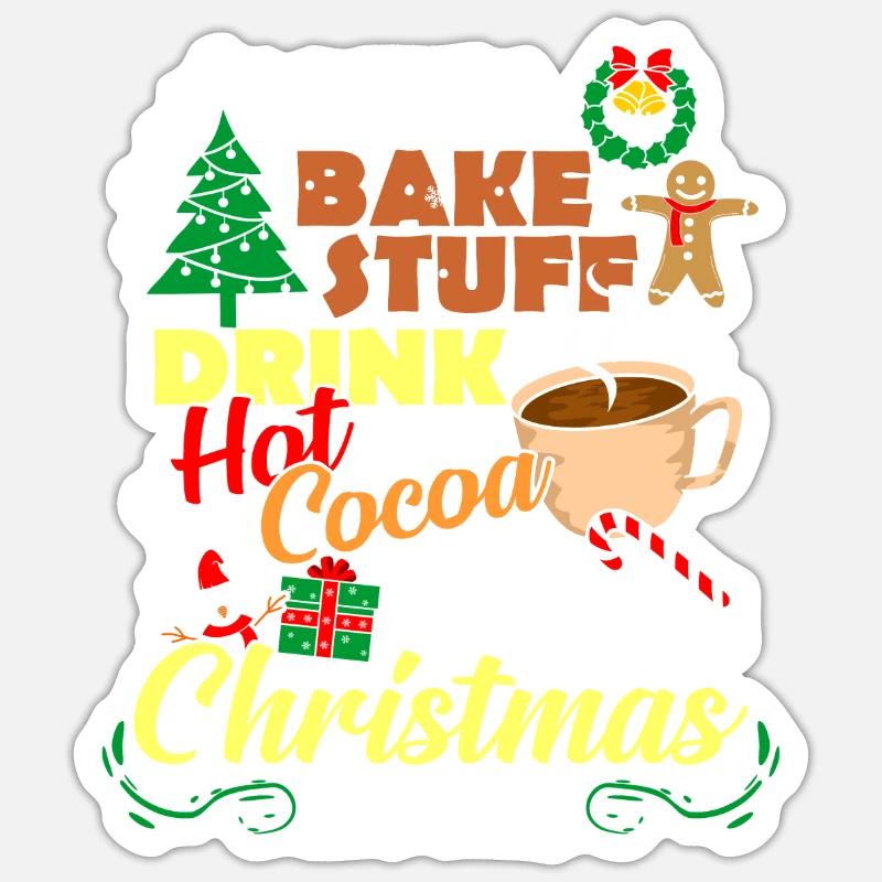 Chocolat chaud au cacao de Noël Chocolat chaud - Sticker taille S (10 x 10 cm) - blanc mat