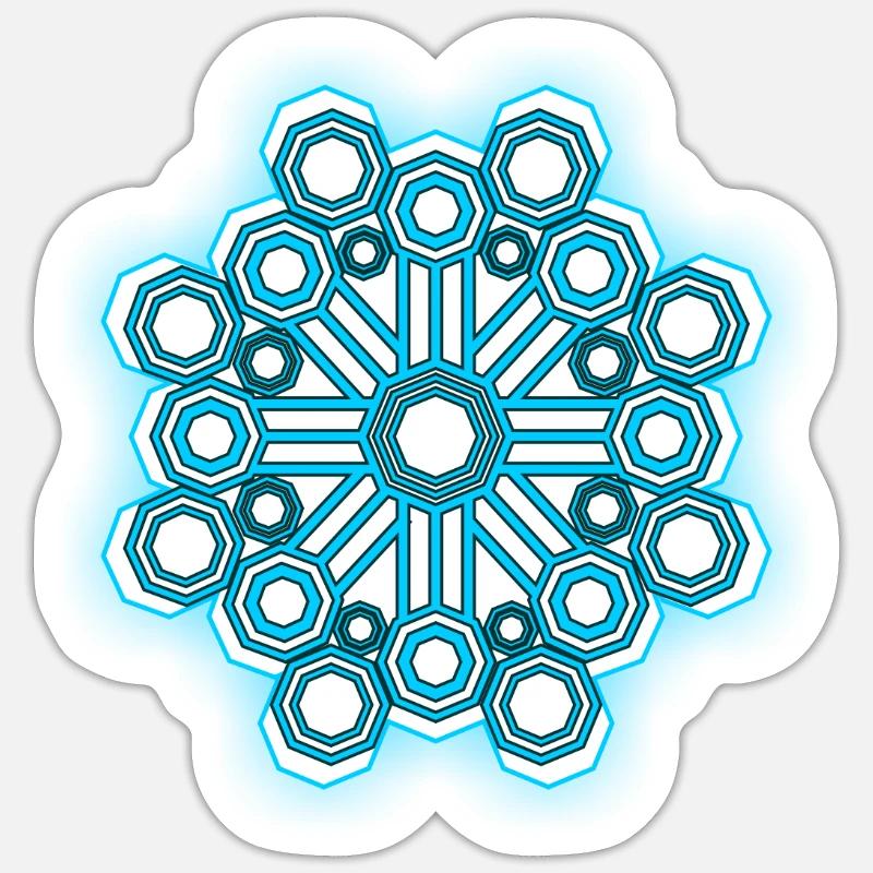Sacred Geometry Psychedelic Goa - Sticker Größe S (10 x 10 cm) - Mattweiß