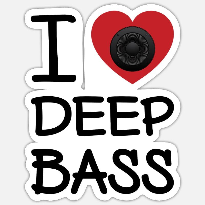 I LOVE DEEP BASS - Sticker size S (10 x 10 cm) - white matte