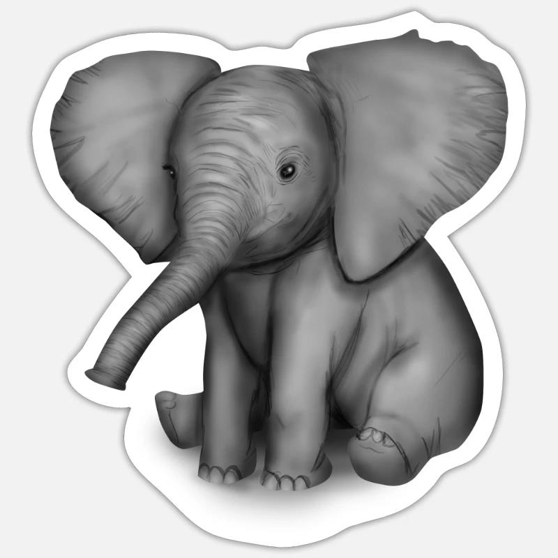Bébé éléphant image éléphant - Sticker taille S (10 x 10 cm) - blanc mat