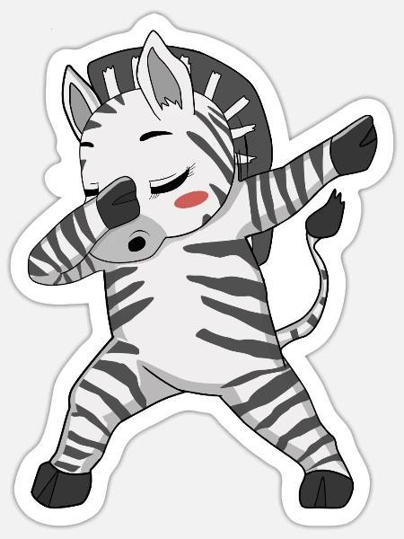 Dabbing Zebra Dab Dance Zebras - Sticker Größe S (10 x 10 cm) - Mattweiß