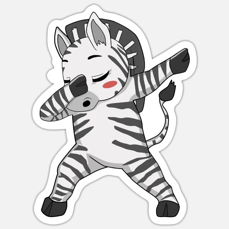Zèbres tampons zèbres de danse - Sticker taille S (10 x 10 cm) - blanc mat