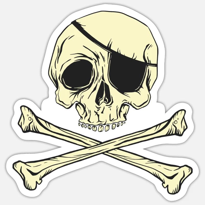 Jolly Roger pirate skull eye patch Sticker size S (10 x 10 cm)