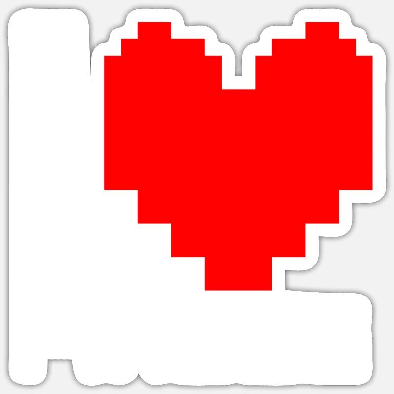 J'aime les pixels - Sticker taille S (10 x 10 cm) - blanc mat