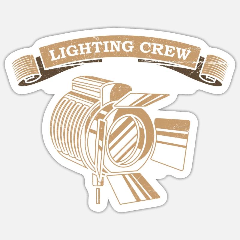 ÉCLAIRAGE CREW cadeau technicien éclairage rétro Sticker taille S (10 x 10 cm)
