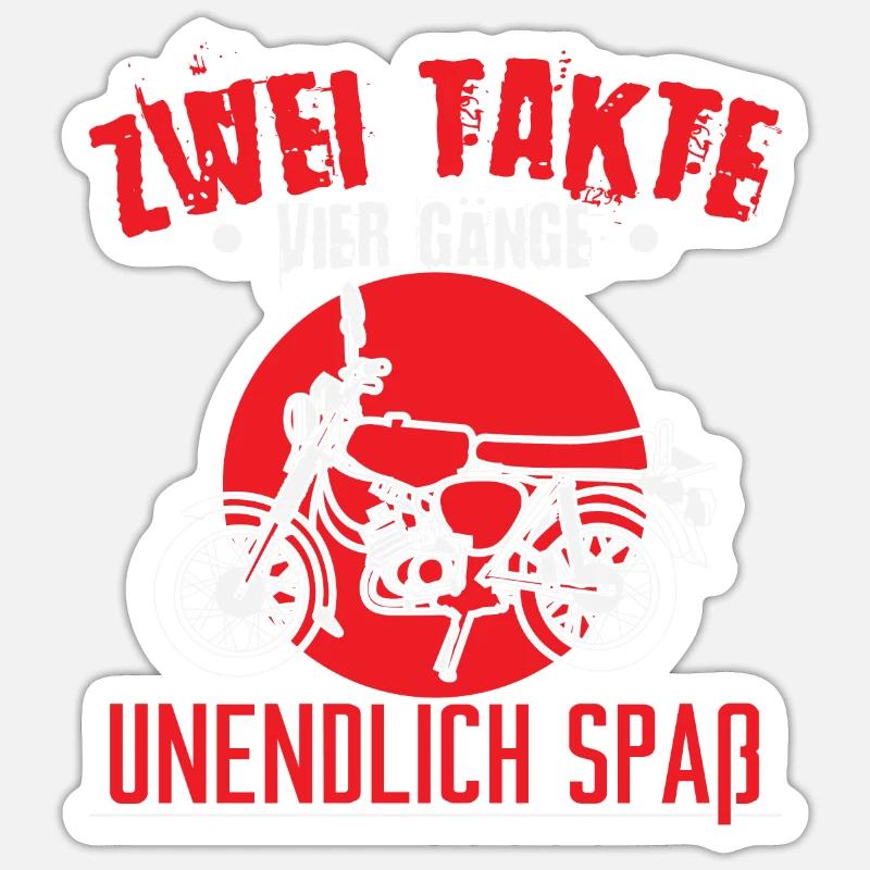 Zwei Takte, vier Gänge, unendlich Spaß Moped - Sticker Größe S (10 x 10 cm) - Mattweiß
