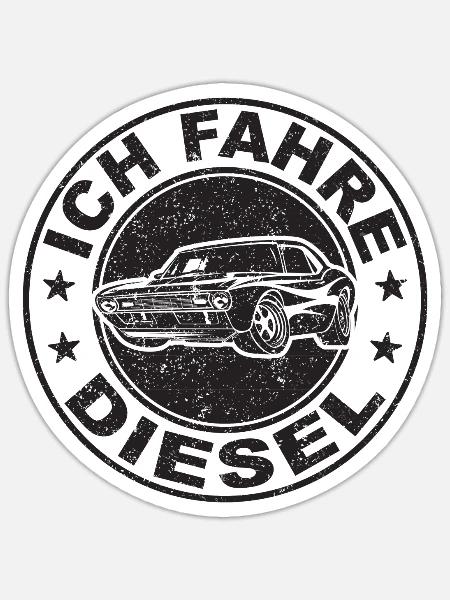 Ich fahre Diesel mit Liebe - Sticker Größe S (10 x 10 cm) - Mattweiß