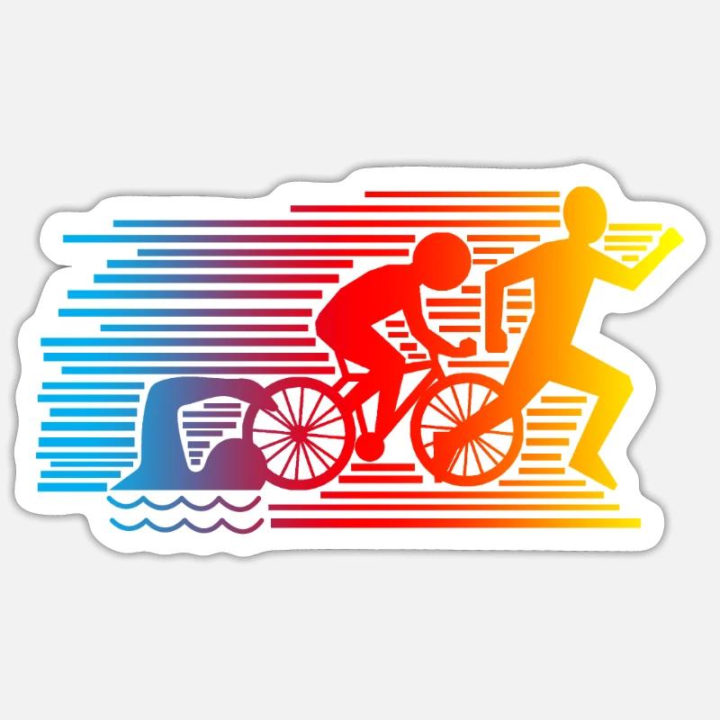 Triathlon - Sticker taille S (10 x 10 cm) - blanc mat