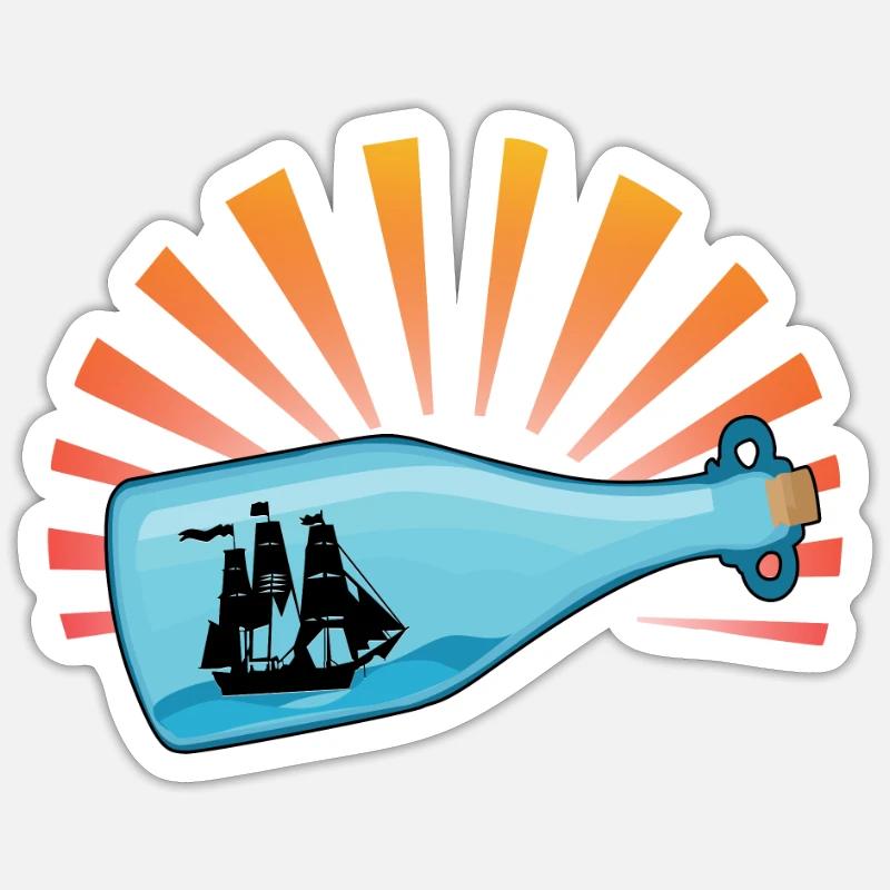 Message in a bottle - Sticker size S (10 x 10 cm) - white matte