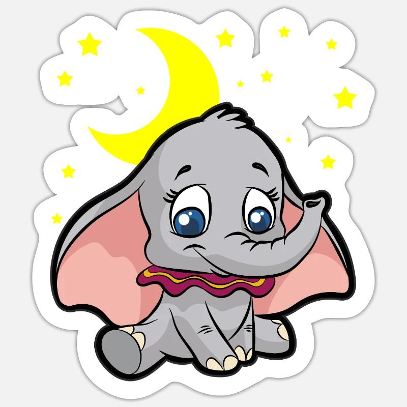 Elephant with ears - Sticker size S (10 x 10 cm) - white matte