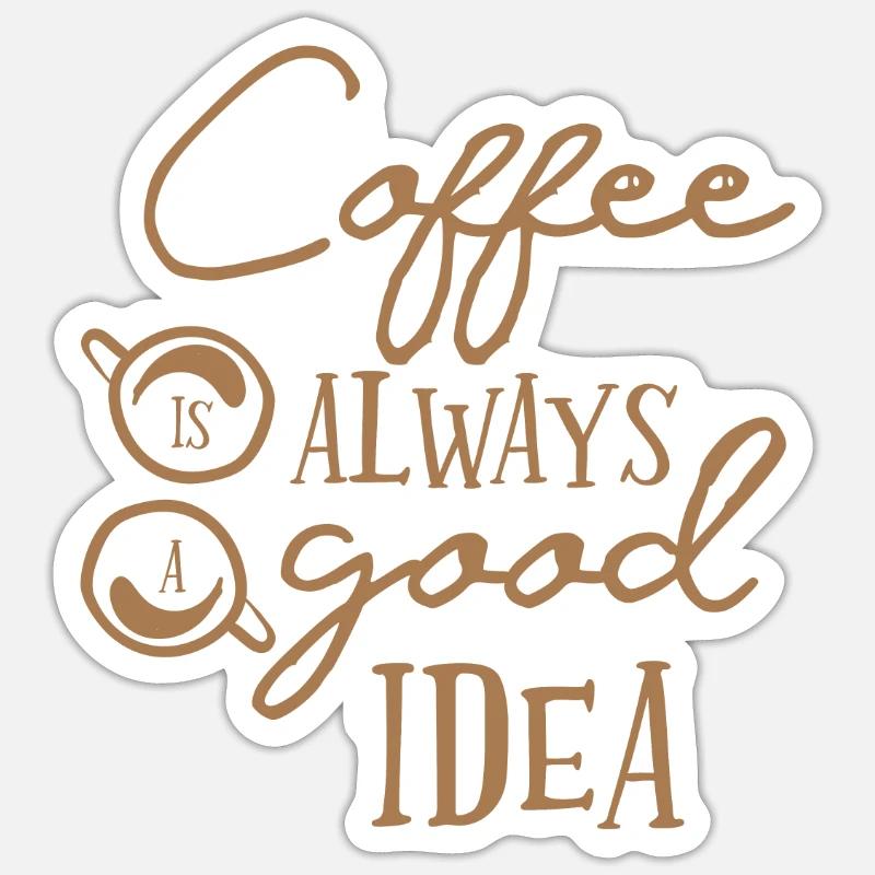 café - Sticker taille S (10 x 10 cm) - blanc mat