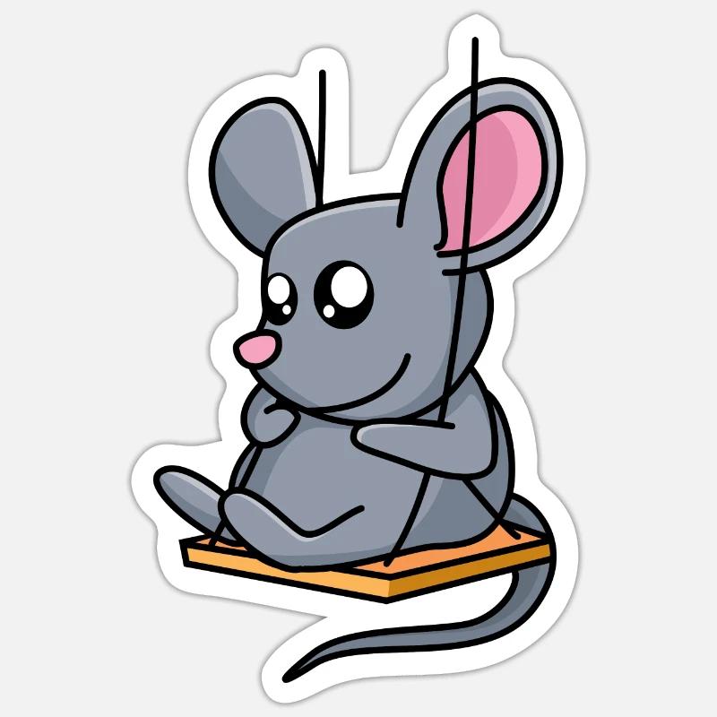 Mouse Mouse Swing - Design - Sticker size S (10 x 10 cm) - white matte