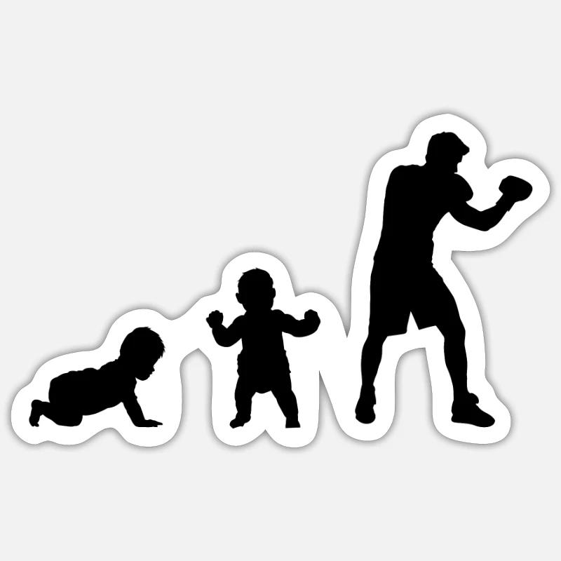 Born To Kick Boxing Boxer Evolution Funny Gift Sticker size S (10 x 10 cm)