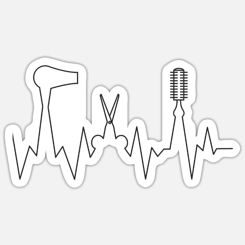 coiffeur - Sticker taille S (10 x 10 cm) - blanc mat