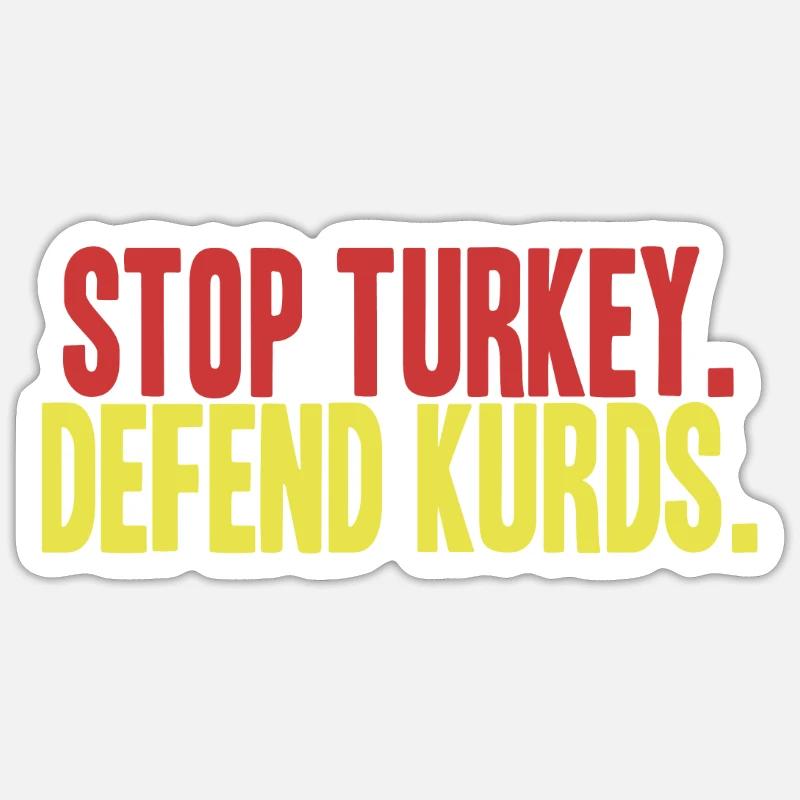 Stop Turkey, defend Kurds | Save Rojava - Sticker Größe S (10 x 10 cm) - Mattweiß