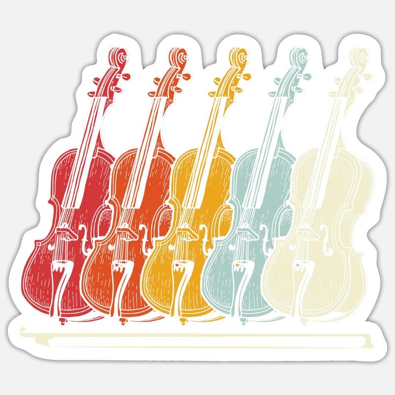 Violoncelle Musique classique - Sticker taille S (10 x 10 cm) - blanc mat