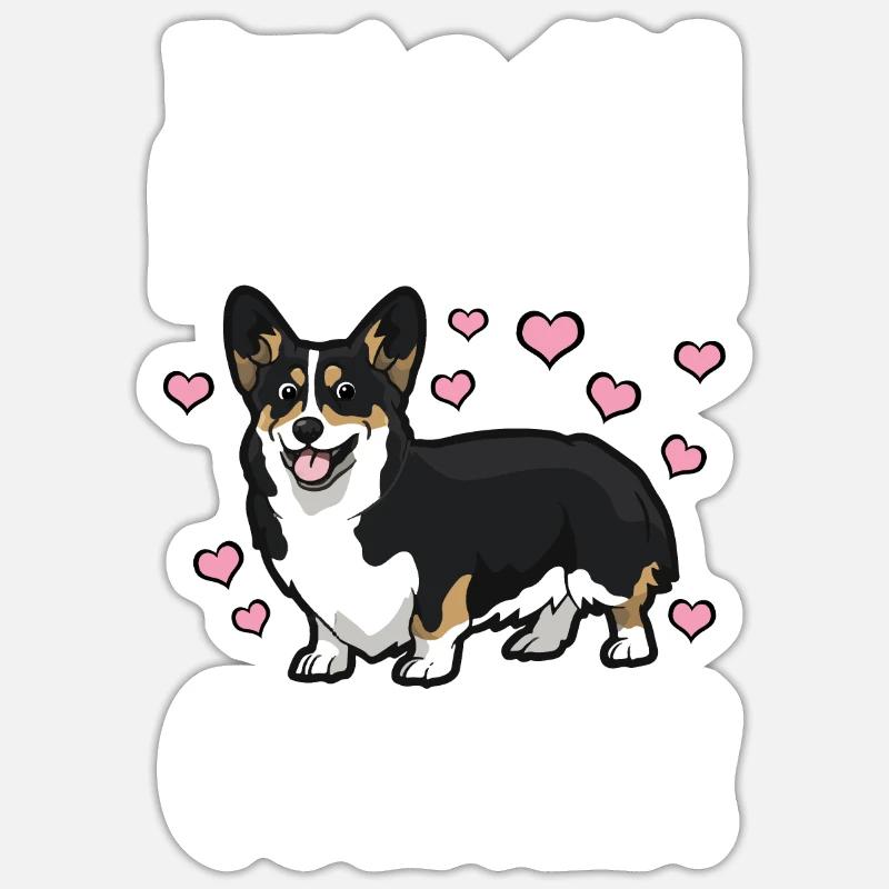 Corgi - Sticker taille S (10 x 10 cm) - blanc mat