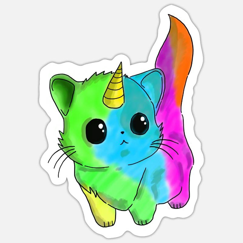 Caticorn Süß Katze Einhorn - Sticker Größe S (10 x 10 cm) - Mattweiß