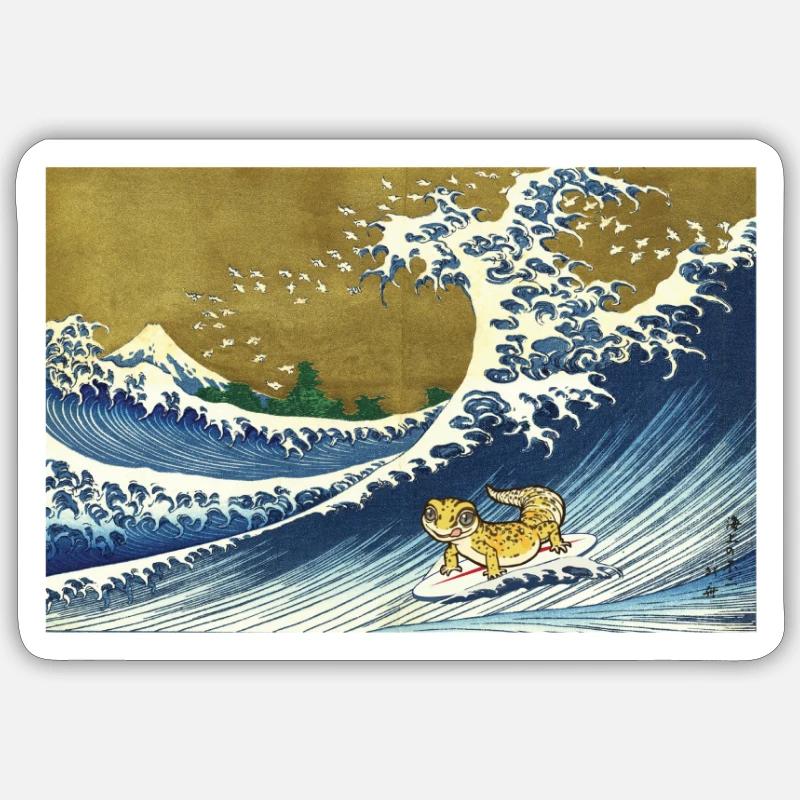 Gecko léopard - Sticker taille S (10 x 10 cm) - blanc mat