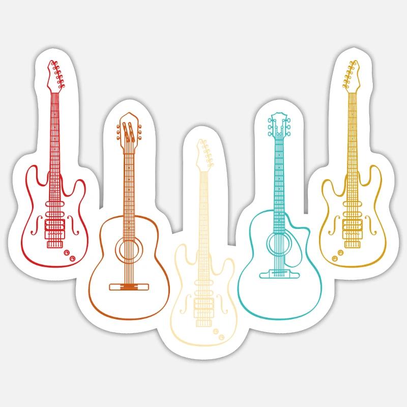 guitar - Sticker size S (10 x 10 cm) - white matte