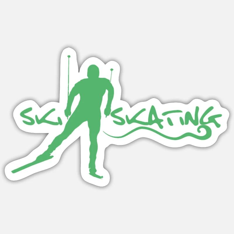 Langläufer Ski Skating Langlauf Skating Ski Winter - Sticker Größe S (10 x 10 cm) - Mattweiß