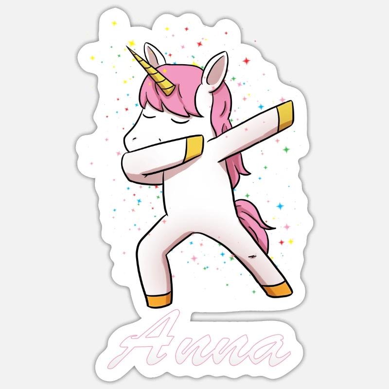Anna Einhorn nome ragazza - Sticker formato S (10 x 10 cm) - bianco opaco