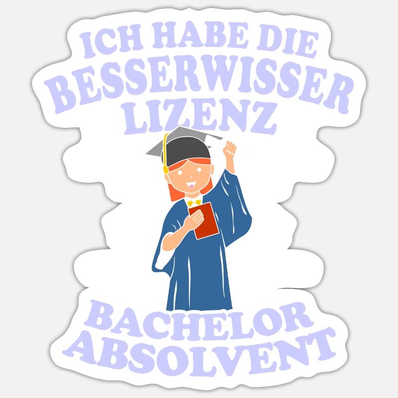 Bachelor Absolvent Besserwisser Lizenz - Sticker Größe S (10 x 10 cm) - Mattweiß