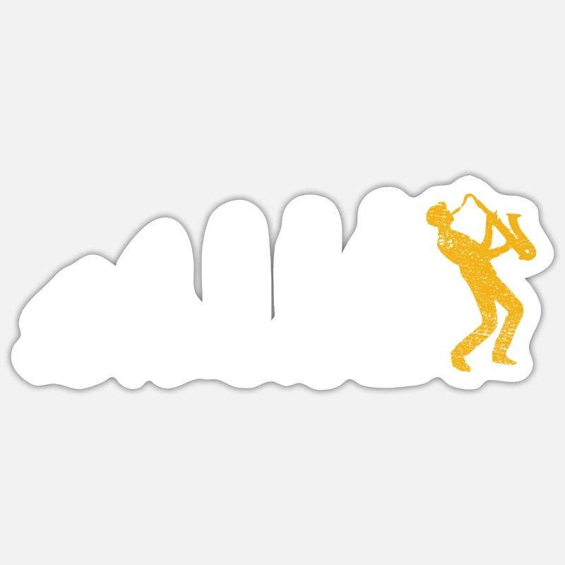 Evolution du saxophone - Sticker taille S (10 x 10 cm) - blanc mat