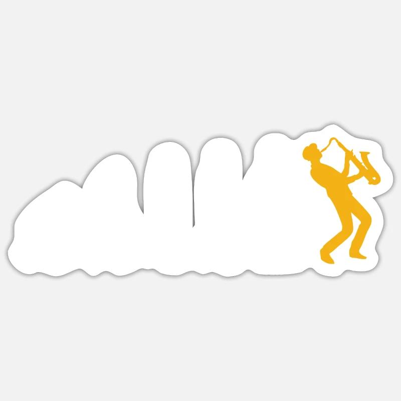 Evolution du saxophone Sticker taille S (10 x 10 cm)