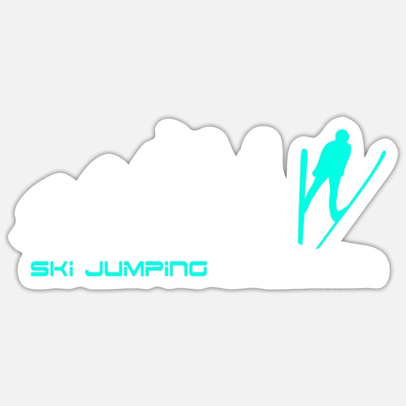 Skispringen Evolution - Sticker Größe S (10 x 10 cm) - Mattweiß