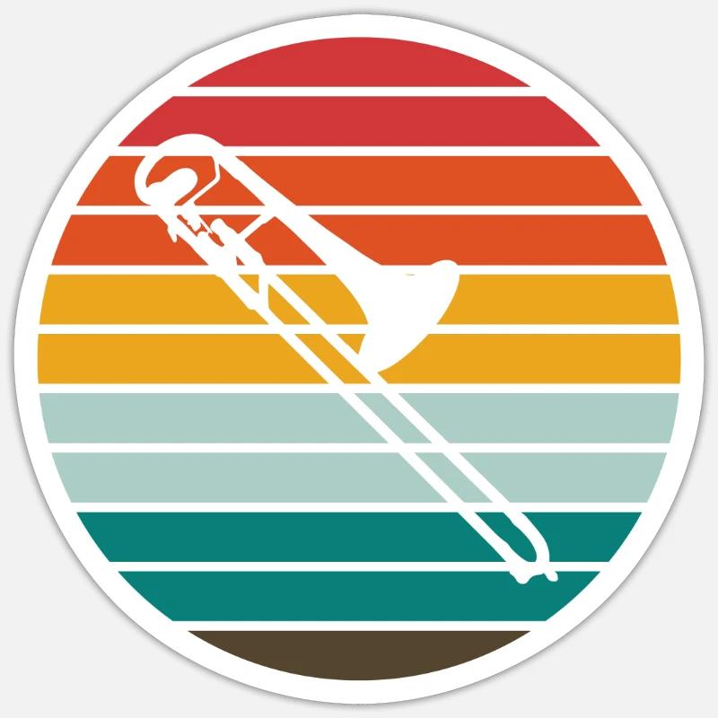 trombone - Sticker taille S (10 x 10 cm) - blanc mat