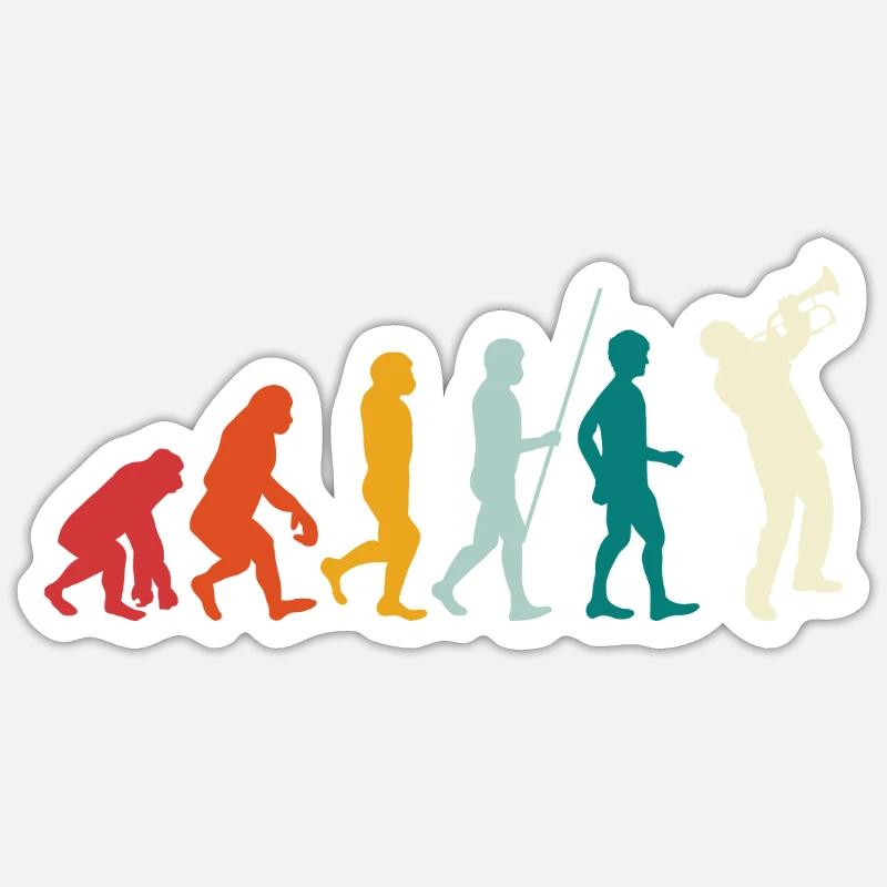 Evolution trumpet - Sticker size S (10 x 10 cm) - white matte