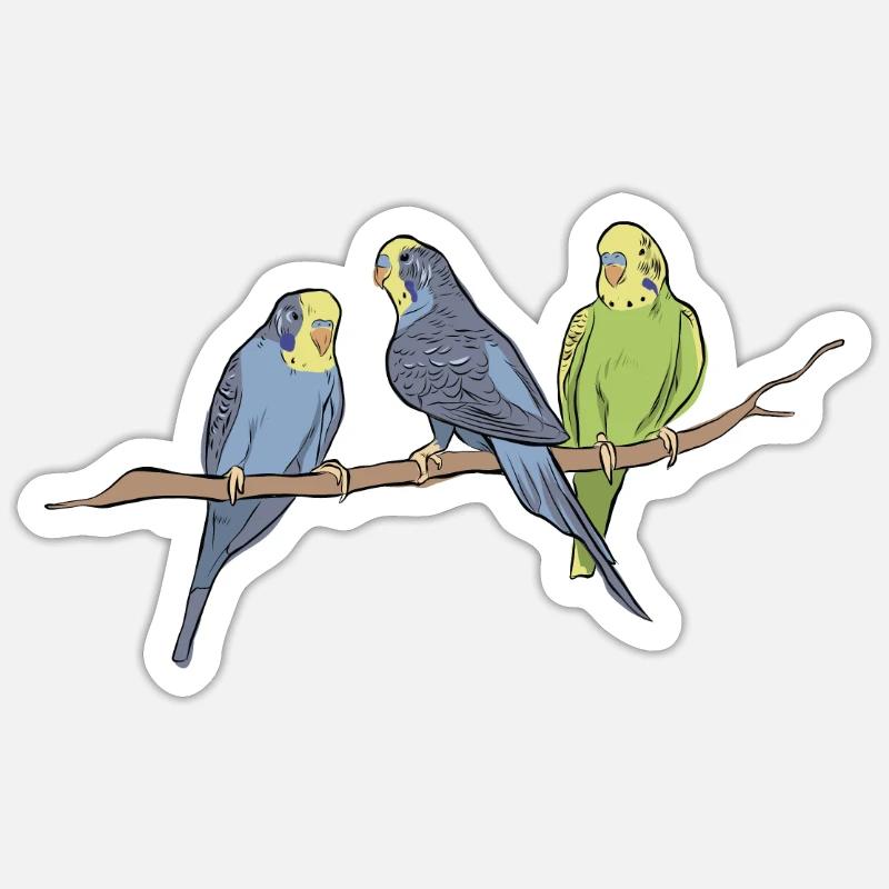 Perruche perruche perruche - Sticker taille S (10 x 10 cm) - blanc mat