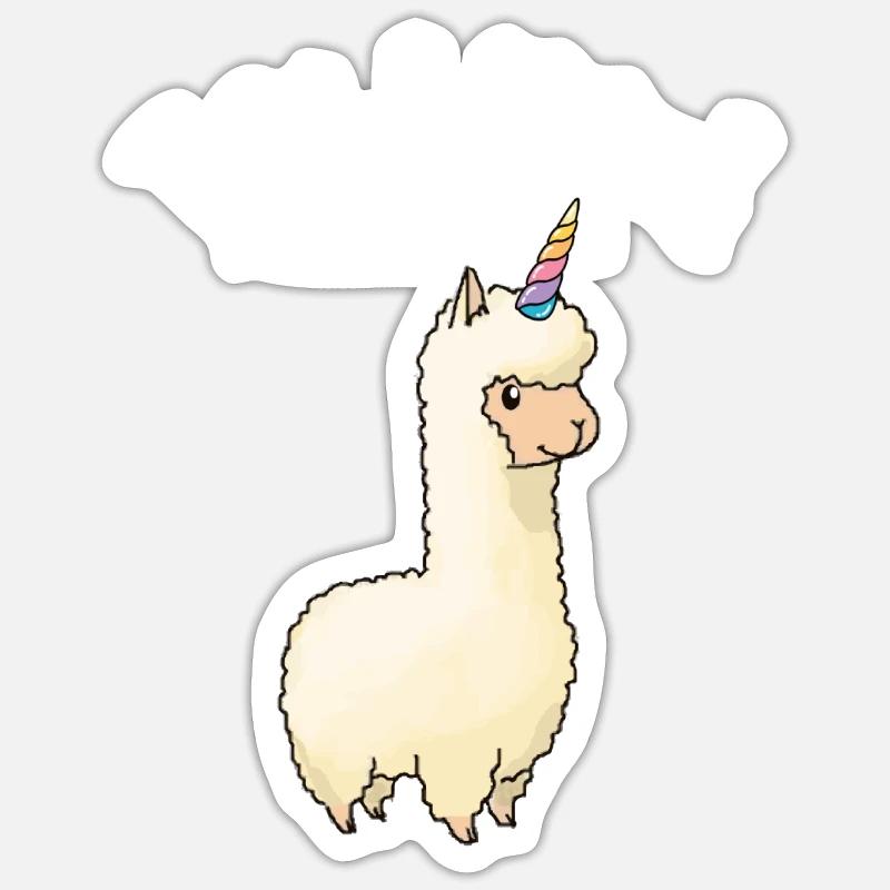 Lamacorn - Sticker Größe S (10 x 10 cm) - Mattweiß