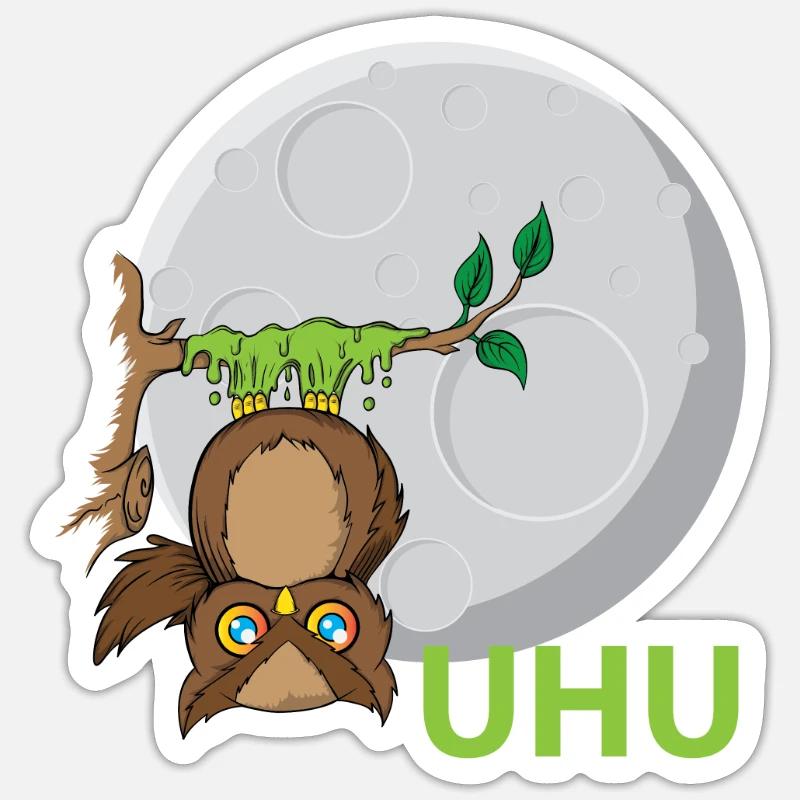 Uhu Eule Vogel Kleber - Sticker Größe S (10 x 10 cm) - Mattweiß