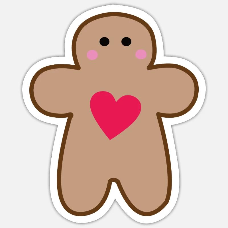 Gingerbread Man Heart Sticker size S (10 x 10 cm)