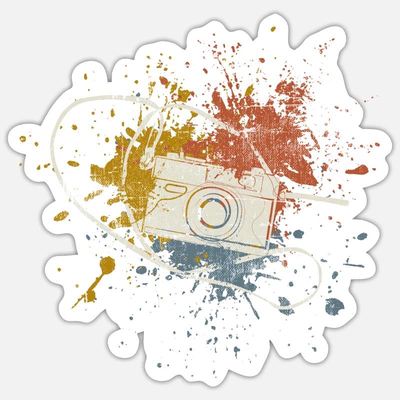 Caméra rétro - Sticker taille S (10 x 10 cm) - blanc mat