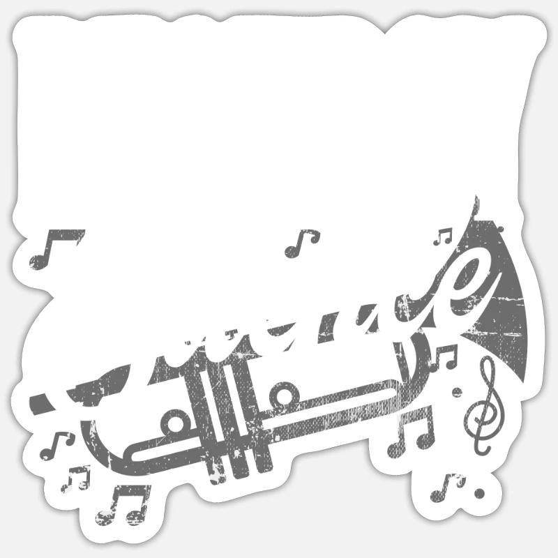 trompette - Sticker taille S (10 x 10 cm) - blanc mat