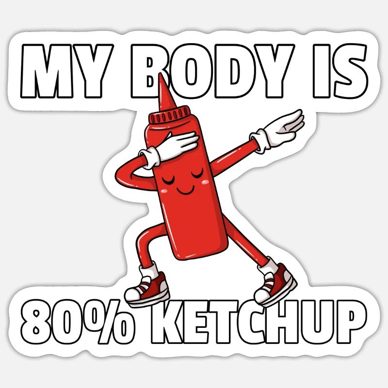 Dabbing Ketchup Sauce Tomate Dab - Sticker taille S (10 x 10 cm) - blanc mat