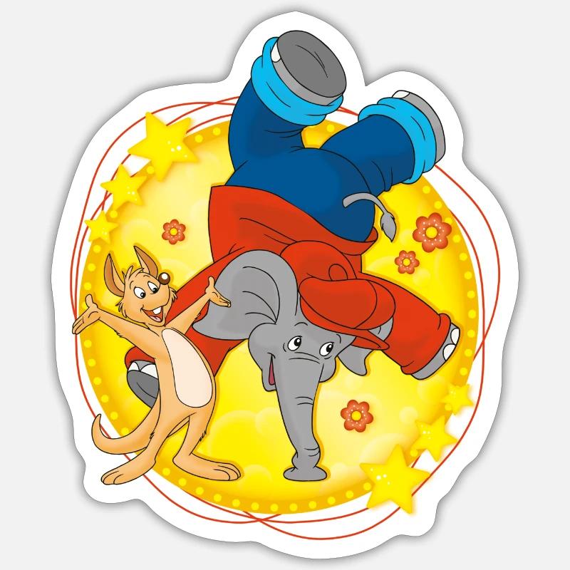 Benjamin Blümchen steht auf seinem Rüssel Sticker Größe S (10 x 10 cm)