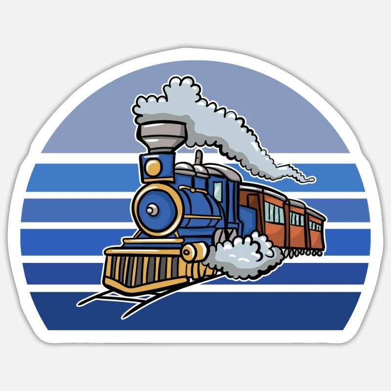 Blue Retro Train - Sticker size S (10 x 10 cm) - white matte