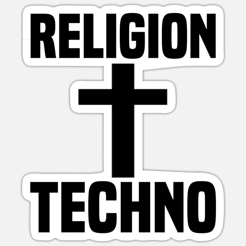 Techno - Sticker Größe S (10 x 10 cm) - Mattweiß