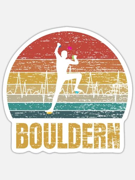 Bouldern Klettern Herzschlag Geschenk - Sticker Größe S (10 x 10 cm) - Mattweiß