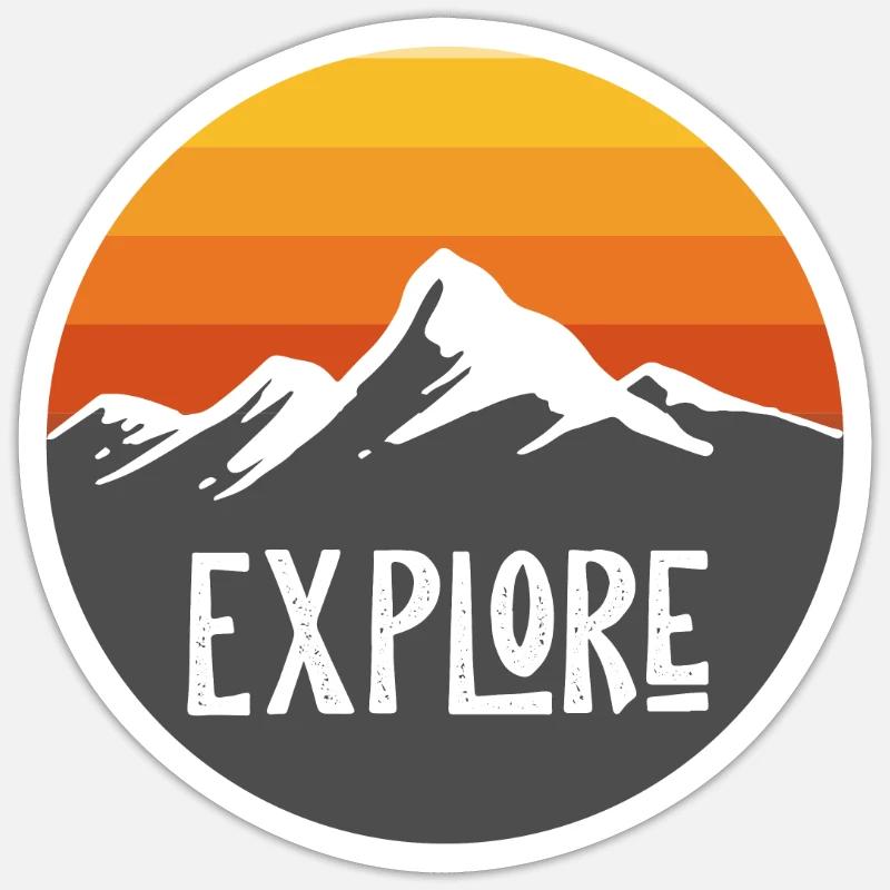 mountain sun explorer - Sticker size S (10 x 10 cm) - white matte