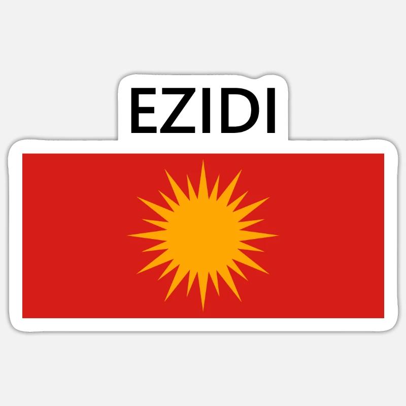 Drapeau ezidxan drapeau ezidi sur le dos - Sticker taille S (10 x 10 cm) - blanc mat