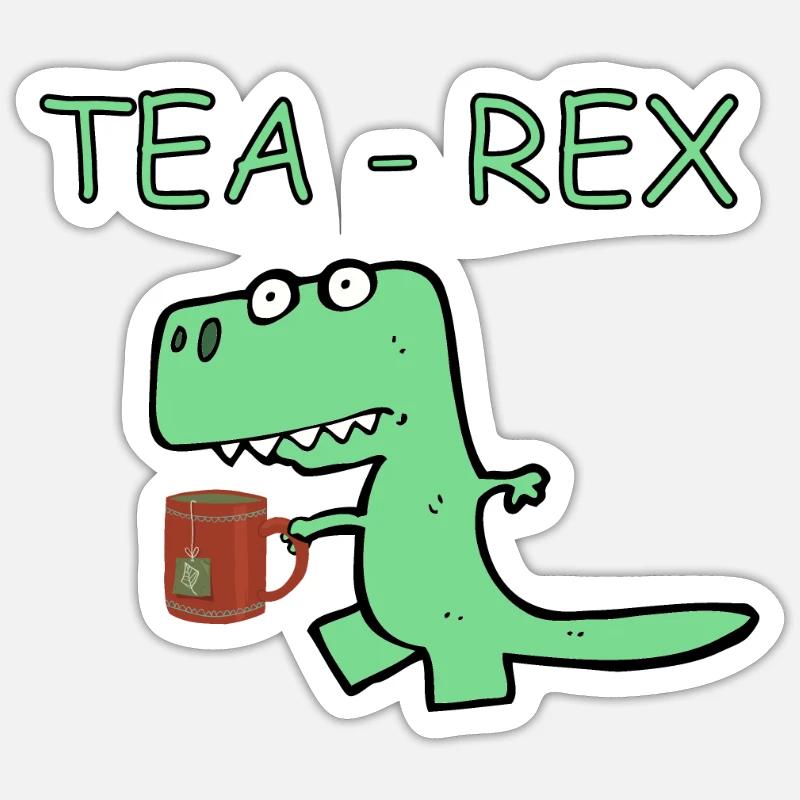 TEA REX - Sticker taille S (10 x 10 cm) - blanc mat