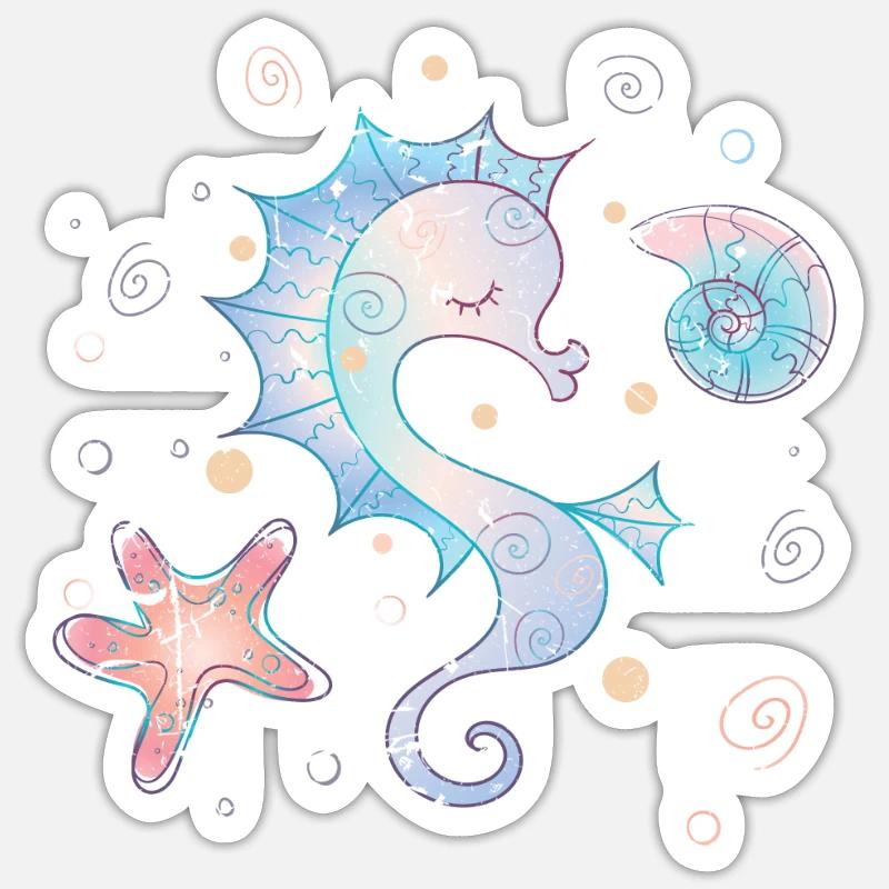 Seepferdchen - Sticker Größe S (10 x 10 cm) - Mattweiß