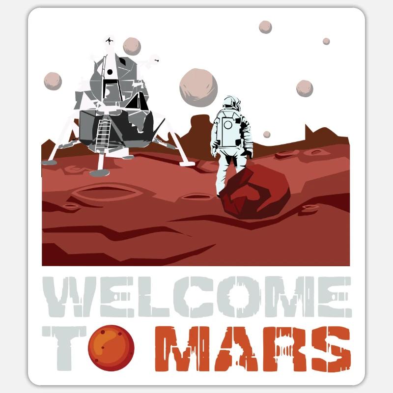 Mars Willkommen - Sticker Größe S (10 x 10 cm) - Mattweiß